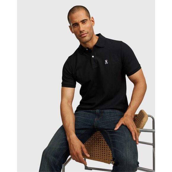 ✨PSYCHO BUNNY by ROBERT GODLEY CLASSIC BLACK SZ 4X POLO✨ - Picture 2 of 9
